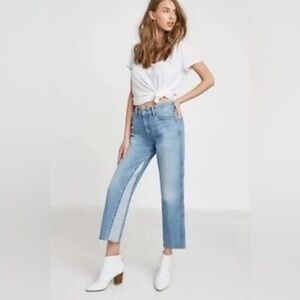 7 For All Mankind The Kiki with Raw Hem in Vintage Wythe Cropped Ankle Jeans